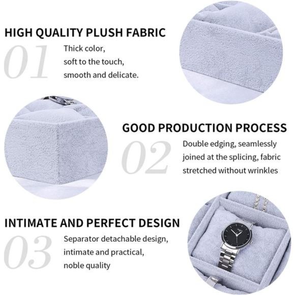 Watch Jewelry Tray Organizer Bracelet Display Showcase 12 Grid Pillows Tray - Picture 6 of 7